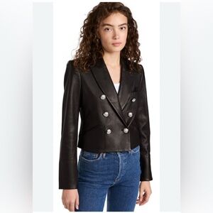 Veronica Beard 100% lamb leather cropped blazer